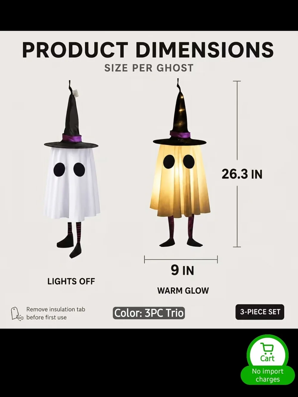 Hanging Witch Ghost Light Decoration - White